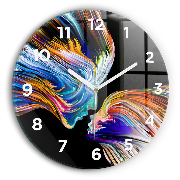 Round glass wall clock Emotional art