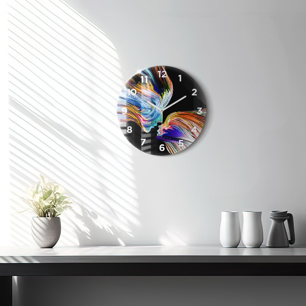 Round glass wall clock Emotional art