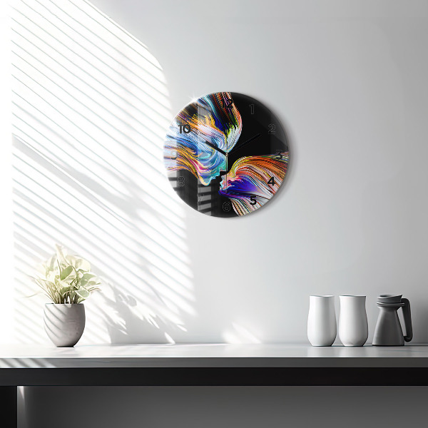Round glass wall clock Emotional art