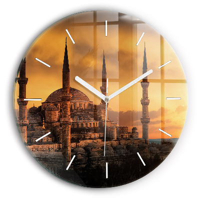 Round glass wall clock Mosque in Istanbul