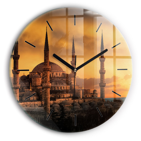 Round glass wall clock Mosque in Istanbul