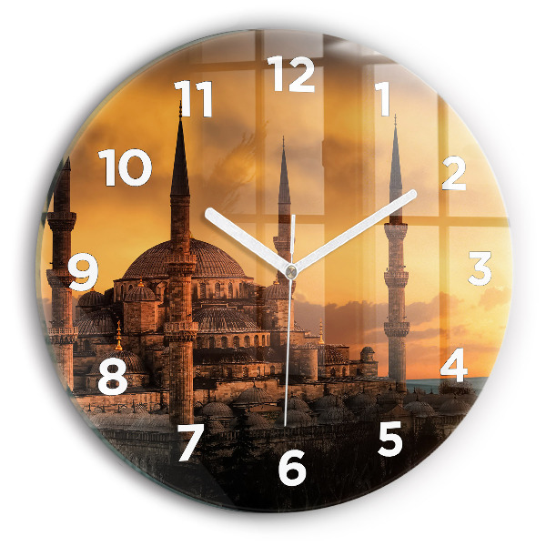 Round glass wall clock Mosque in Istanbul