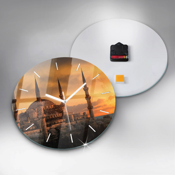 Round glass wall clock Mosque in Istanbul