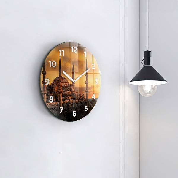 Round glass wall clock Mosque in Istanbul