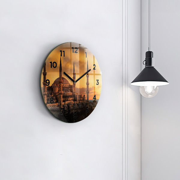 Round glass wall clock Mosque in Istanbul