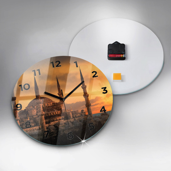 Round glass wall clock Mosque in Istanbul