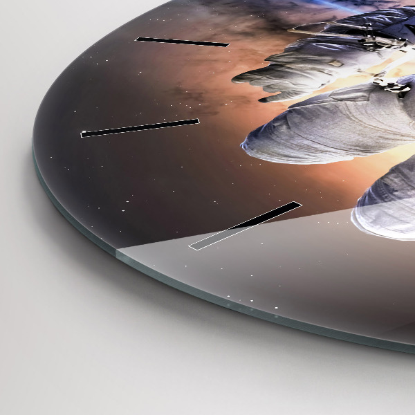Round glass wall clock Astronaut in space