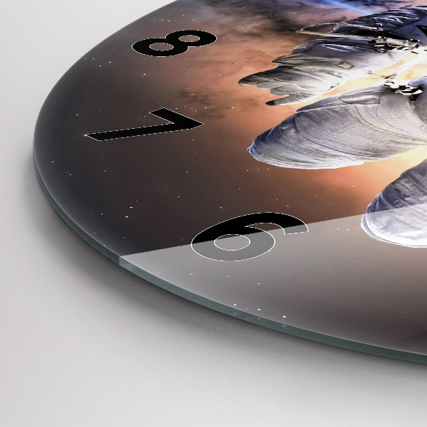 Round glass wall clock Astronaut in space