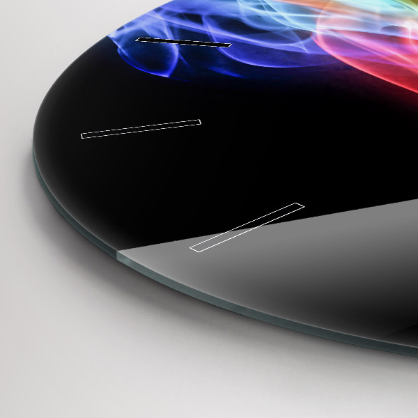 Round glass wall clock Abstract colorful lines