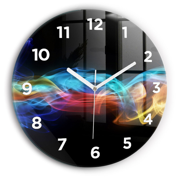 Round glass wall clock Abstract colorful lines