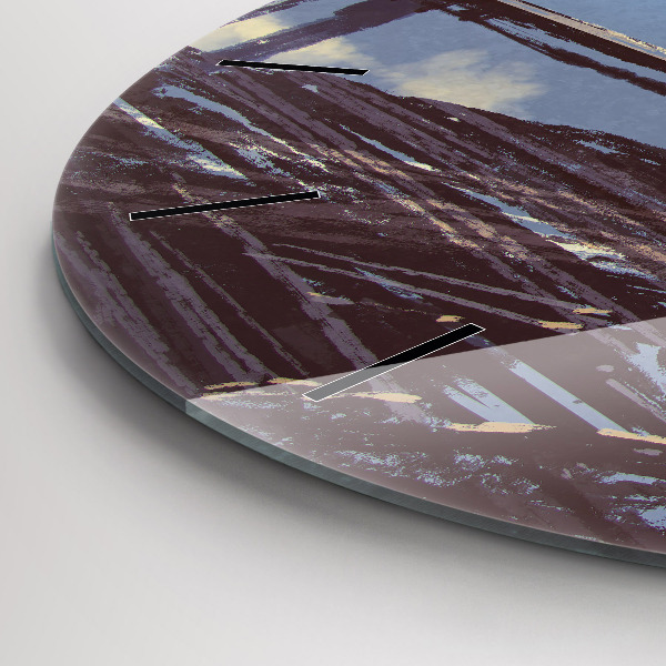 Round glass wall clock Angel, Bridge and Bicycle