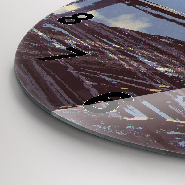 Round glass wall clock Angel, Bridge and Bicycle