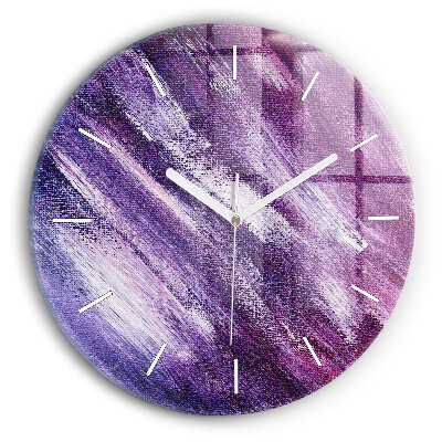 Round glass wall clock Acrylic paint texture