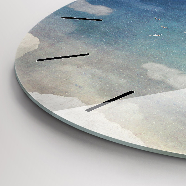 Round glass wall clock Girl on the moon