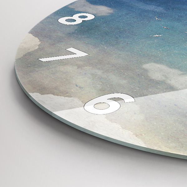 Round glass wall clock Girl on the moon