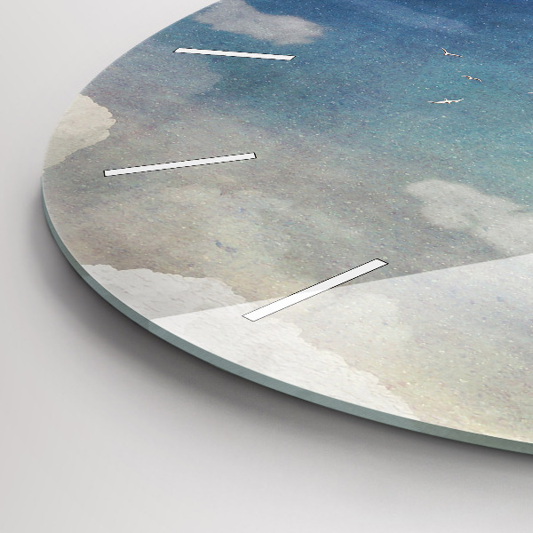 Round glass wall clock Girl on the moon