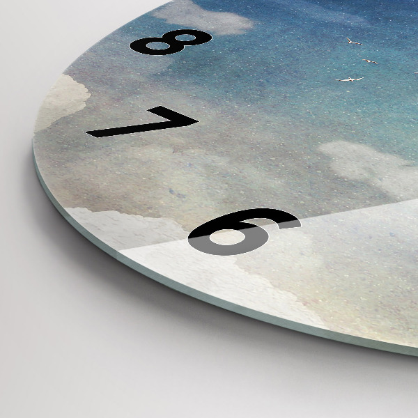 Round glass wall clock Girl on the moon