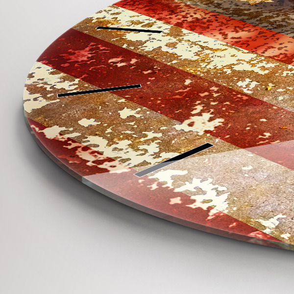 Round glass wall clock Vintage USA Flag