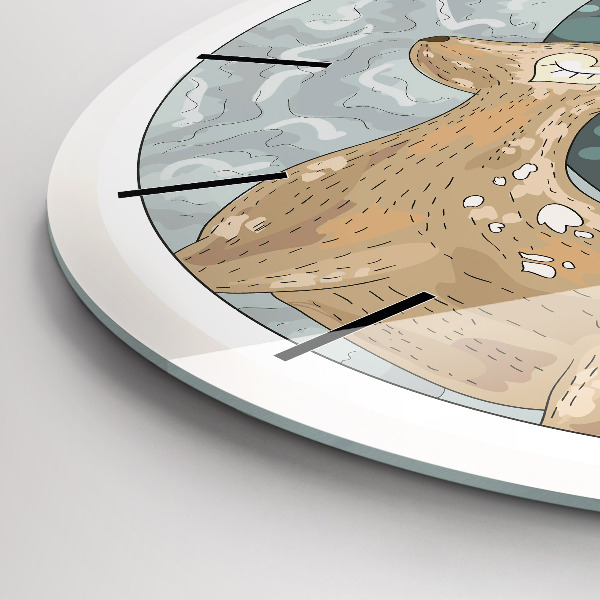 Round glass wall clock Nocturnal Animals and the Moon