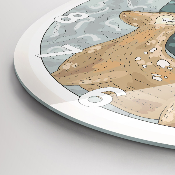 Round glass wall clock Nocturnal Animals and the Moon