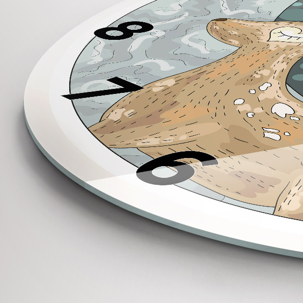 Round glass wall clock Nocturnal Animals and the Moon