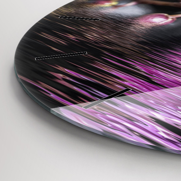 Round glass wall clock Orchid flower on the water