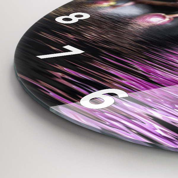 Round glass wall clock Orchid flower on the water