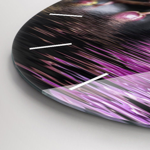 Round glass wall clock Orchid flower on the water