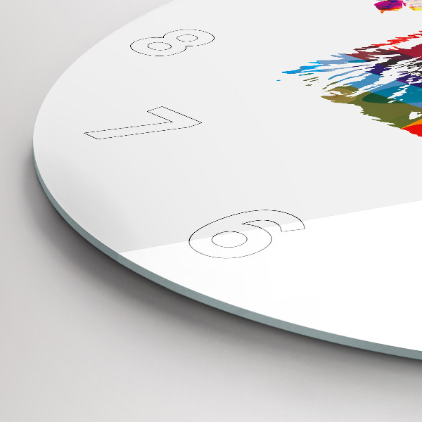 Round glass wall clock Bear Head