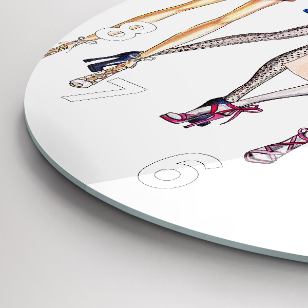 Round glass wall clock Fashionable girls