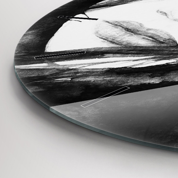 Round glass wall clock Portrait of a woman