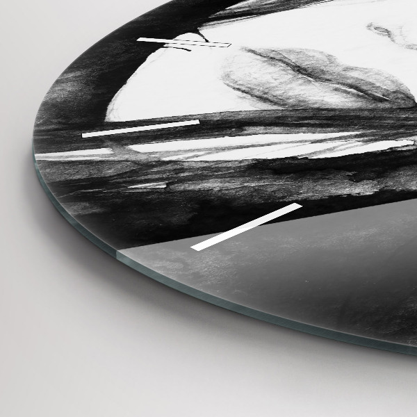 Round glass wall clock Portrait of a woman