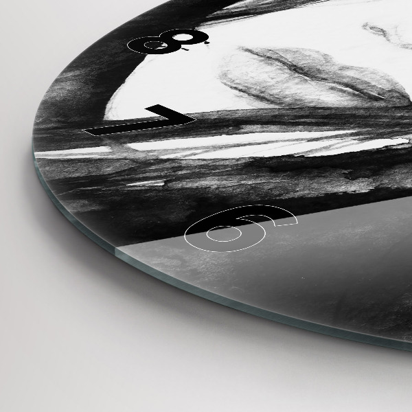 Round glass wall clock Portrait of a woman