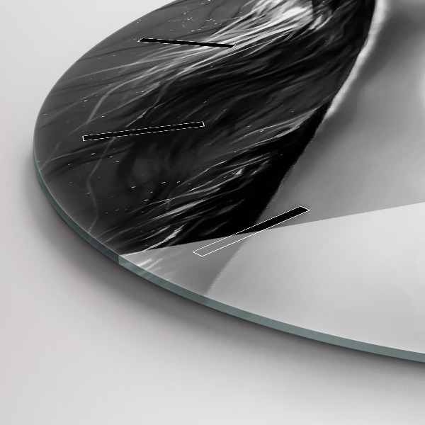 Round glass wall clock Woman's lips