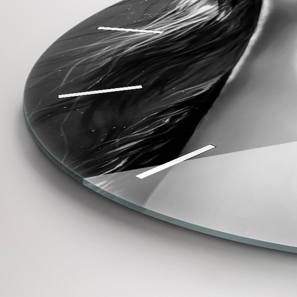 Round glass wall clock Woman's lips