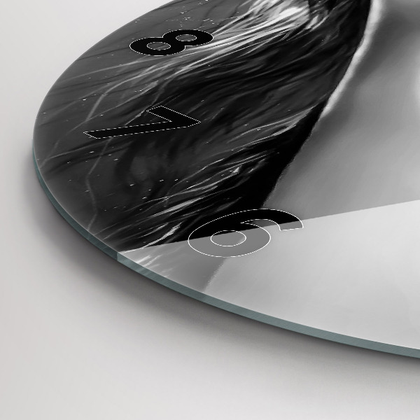 Round glass wall clock Woman's lips