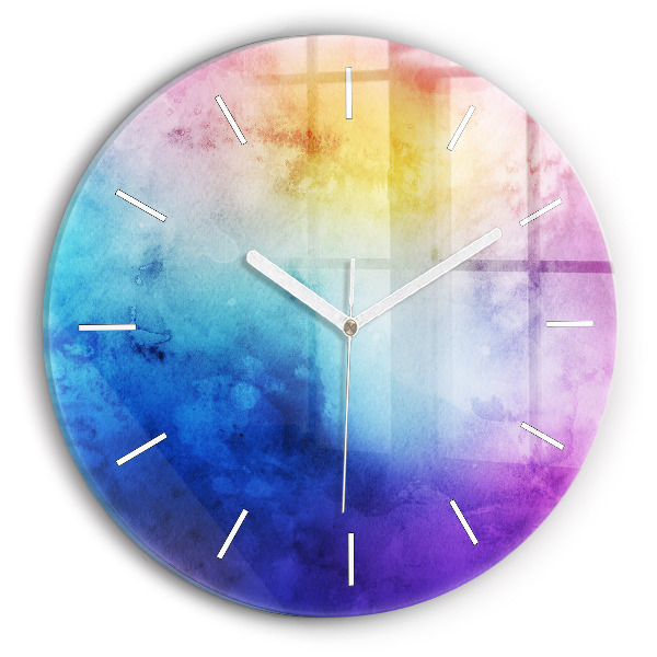 Round glass wall clock Colored Spots
