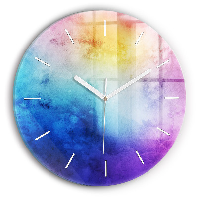 Round glass wall clock Colored Spots