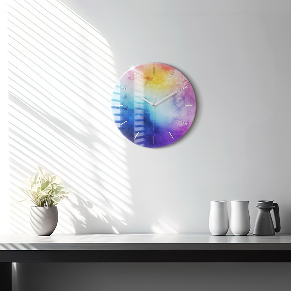 Round glass wall clock Colored Spots