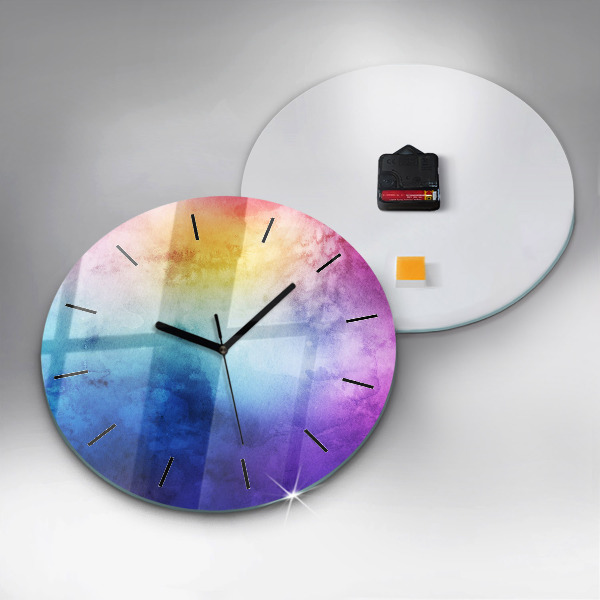 Round glass wall clock Colored Spots