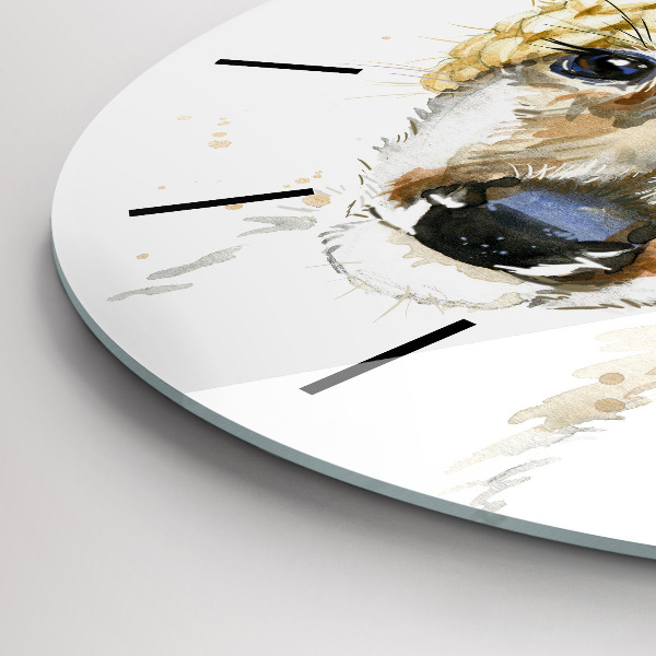 Round glass wall clock A deer