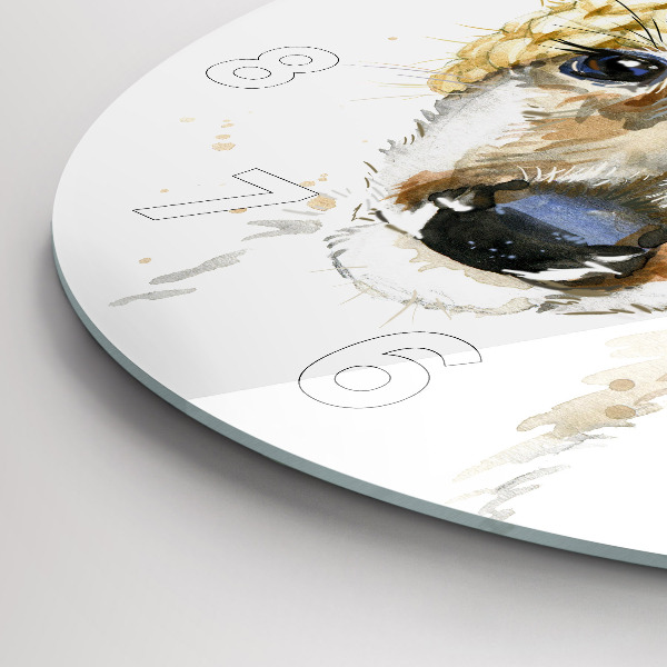 Round glass wall clock A deer