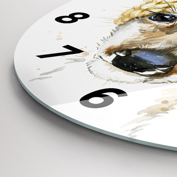 Round glass wall clock A deer