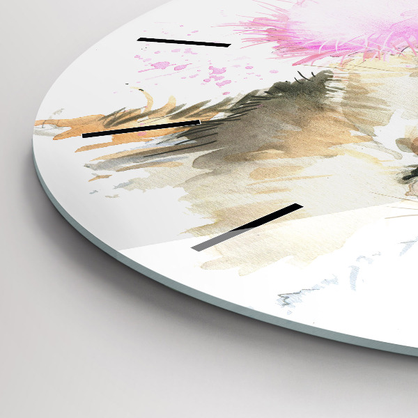 Round glass wall clock Forest deer