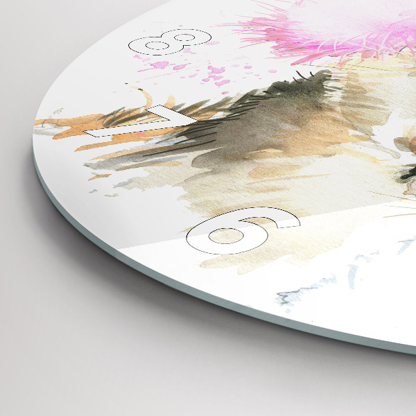 Round glass wall clock Forest deer