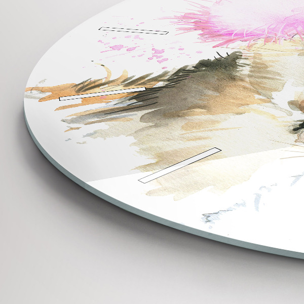 Round glass wall clock Forest deer