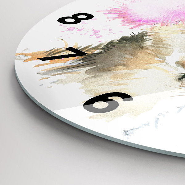 Round glass wall clock Forest deer