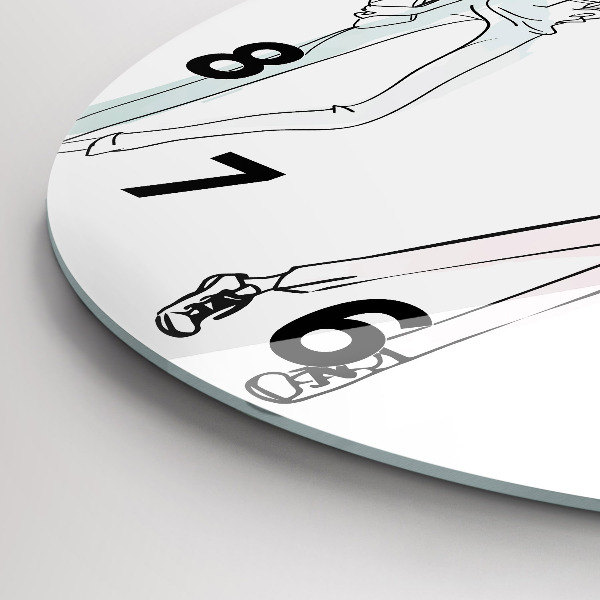 Round glass wall clock Women's fashion
