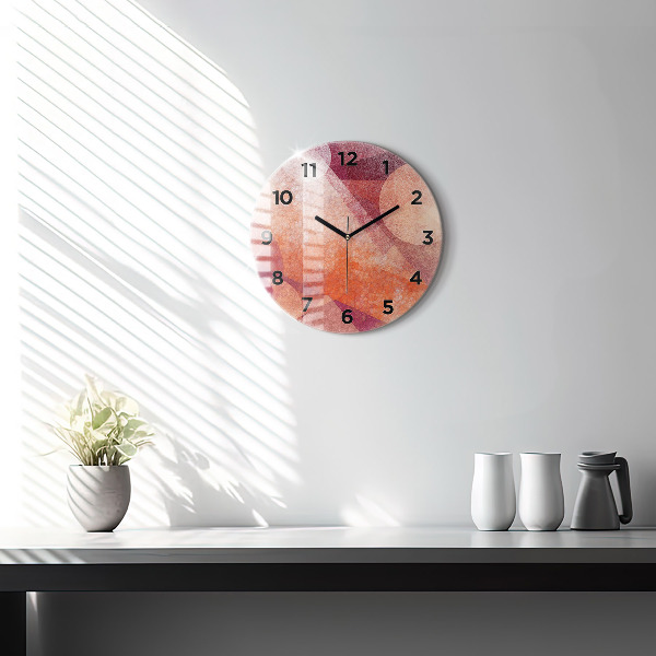 Round glass wall clock Geometric abstraction