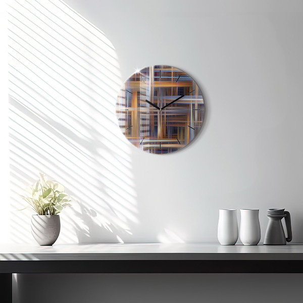 Round glass wall clock Abstract geometry